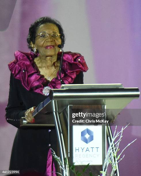 Dr. Christine King Farris, Sister of Martin Luther King, Jr., accepts the Distinguished Legacy Of Service Award during The King Center's Annual...