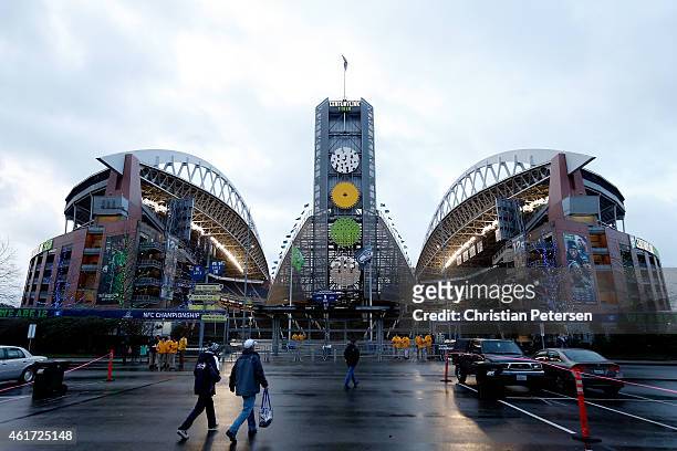 General view of the exterior of CenturyLink Field before the 2015 NFC Championship game between the Seattle Seahawks and the Green Bay Packers on...