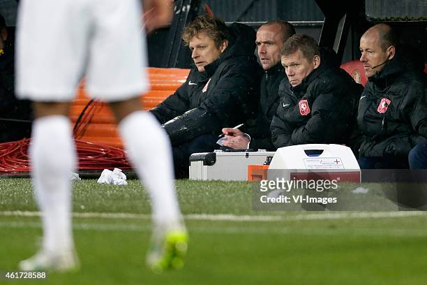 Youri Mulder, coach Alfred Schreuder of FC Twente, assistant trainer Michel Jansen of FC Twente, assistant trainer Boudewijn Pahlplatz of FC Twente...