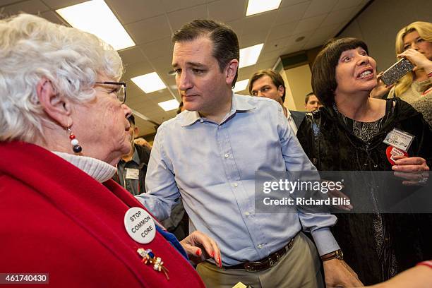 Senator Ted Cruz greets supporters at the South Carolina Tea Party Coalition convention on January 18, 2015 in Myrtle Beach, South Carolina. A...