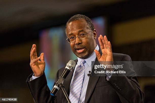 Dr. Ben Carson speaks at the South Carolina Tea Party Coalition convention on January 18, 2015 in Myrtle Beach, South Carolina. A variety of...