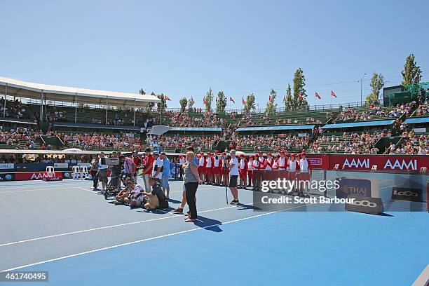 General view during the presentations after the final during day four of the AAMI Classic at Kooyong on January 11, 2014 in Melbourne, Australia.
