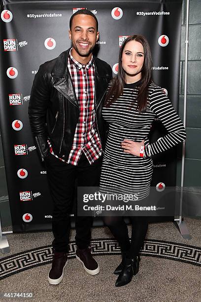 Kat Shoob and Marvin Humes attend the 4G live-streamed gig with RUN-DMC and Raleigh Richie at Scala on January 18, 2015 in London, England.