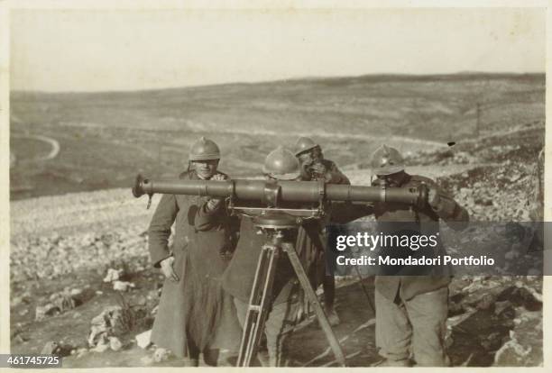 Antiaircraft observation post on the street of Height 208 North, Carso , Italy. 1916. Gelatine process. Rome, Central Museum of the Risorgimento