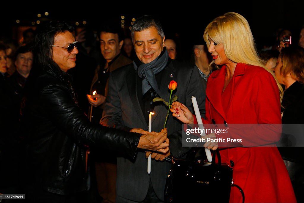 Ilias Psinakis (left), the mayor of Marathon and the head of...