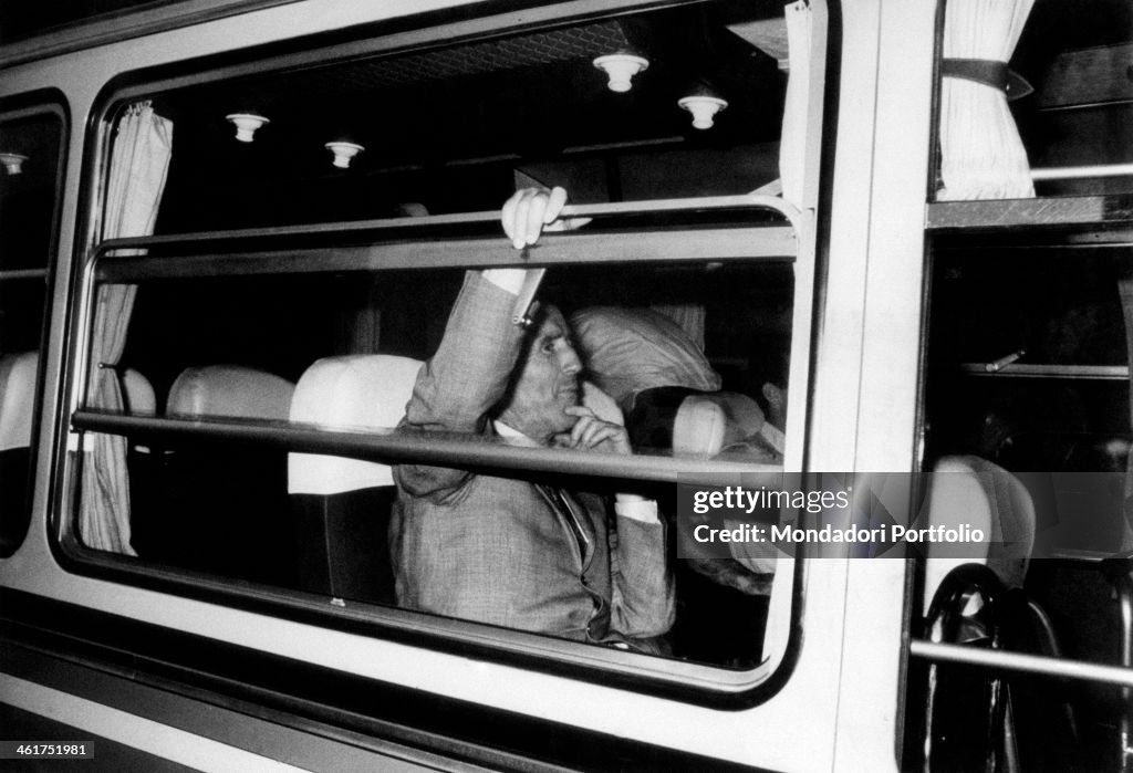 Helenio Herrera in a bus