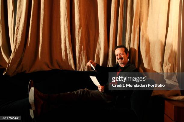 The actor, director and musician Rocco Papaleo during a photo shooting at the Arcimboldi Theatre for the music show Una piccola impresa meridionale....