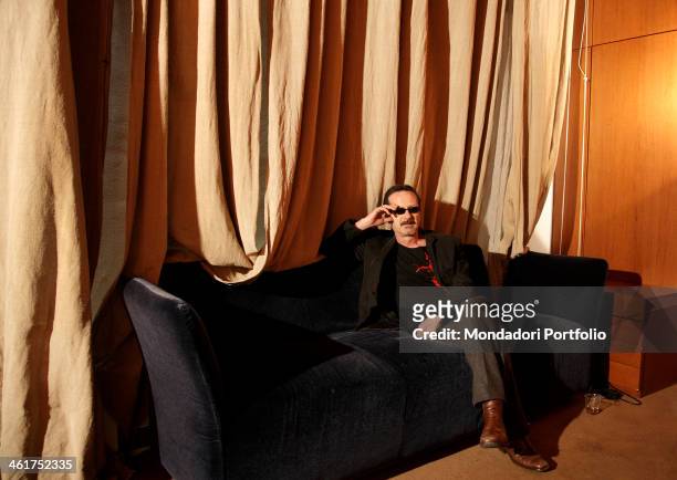 The actor, director and musician Rocco Papaleo during a photo shooting at the Arcimboldi Theatre for the music show Una piccola impresa meridionale....