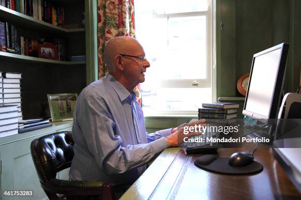 The writer Wilbur Smith photo shooted at home in the borough of Kensington in London. London, Great Britain. 1st April 2009