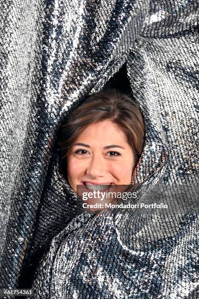 The imitator and comedian Virginia Raffaele photographed at the Quelli che il calcio RAI studios while rehearsing the parody of the burlesque show...