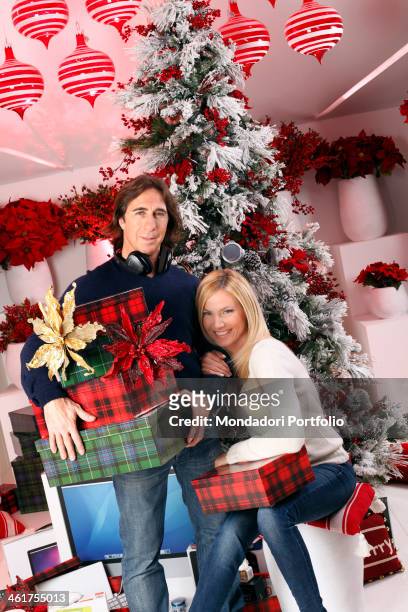 The Tv host Federica Panicucci with her husband and deejay Mario Fargetta during a photo shooting at the Christmas Village in Ripa di Porta Ticinese...