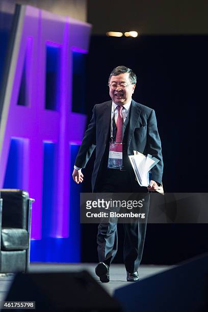 Ronnie Chan, chairman of Hang Lung Properties Ltd., walks on stage during the Hong Kong Asian Financial Forum in Hong Kong, China, on Monday, Jan....