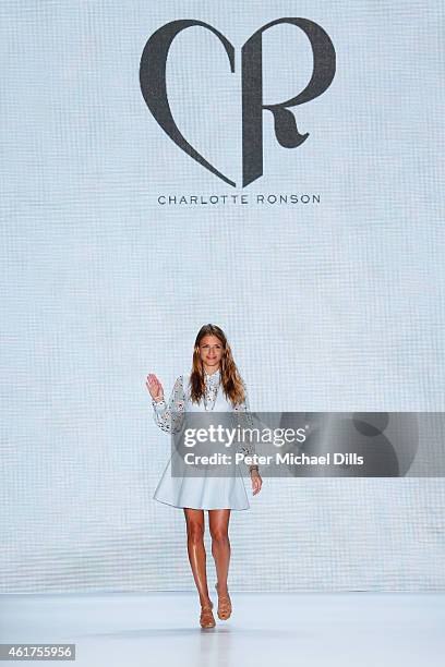 Designer Charlotte Ronson walks the runway at the Charlotte Ronson show during the Mercedes-Benz Fashion Week Berlin Autumn/Winter 2015/16 at...