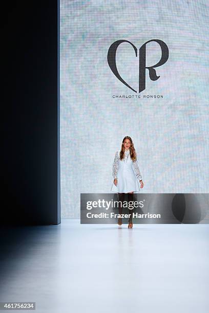 Designer Charlotte Ronson walks the runway at the Charlotte Ronson show during the Mercedes-Benz Fashion Week Berlin Autumn/Winter 2015/16 at...