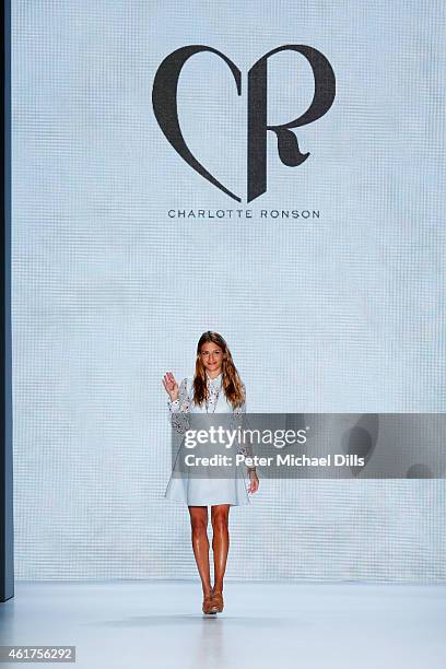 Designer Charlotte Ronson walks the runway at the Charlotte Ronson show during the Mercedes-Benz Fashion Week Berlin Autumn/Winter 2015/16 at...