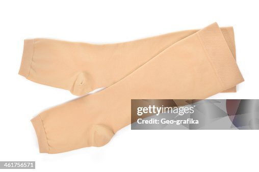 Medical compression stockings on white background. Medical compression stockings on white background.