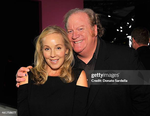 Julie Jaffe and John Carrabino attend Diane Von Furstenberg's Journey of A Dress Exhibition Opening Celebration at May Company Building at LACMA West...