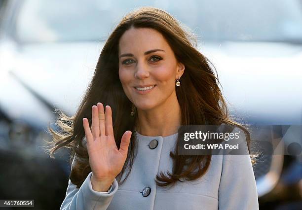 Catherine, Duchess of Cambridge arrives to attend a coffee morning at Family Friends in Kensington on January 19, 2015 in London, England. Family...