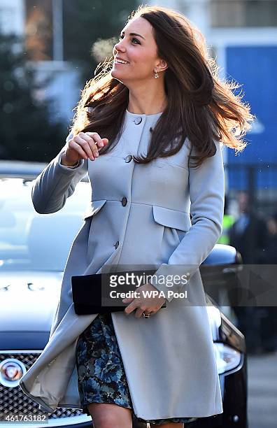 Catherine, Duchess of Cambridge arrives to attend a coffee morning at Family Friends in Kensington on January 19, 2015 in London, England. Family...