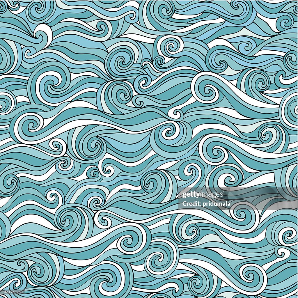 Wave Hand Writing Pattern Seamless Wave Handdrawn Pattern Waves High-Res Vector Graphic - Getty ...