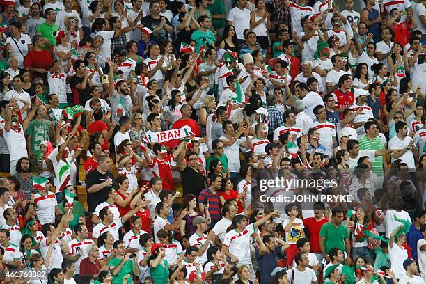 Iranian supporters celebrates after Iran beat the United Arab Emirates in their Group C football match at the AFC Asian Cup in Brisbane on January...