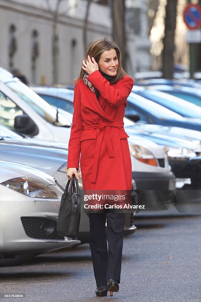 Queen Letizia Of Spain Attends Association Against Cancer Meeting