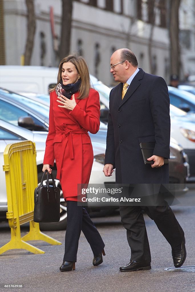 Queen Letizia Of Spain Attends Association Against Cancer Meeting