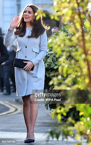 Catherine, Duchess of Cambridge arrives to attend a coffee morning at Family Friends in Kensington on January 19, 2015 in London, England. Family...