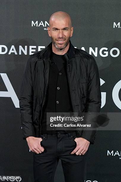 Zinedine Zidane is presented as the new face of Mango at the Camera Studio Plato on January 19, 2015 in Madrid, Spain.