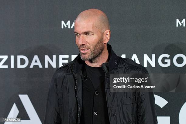Zinedine Zidane is presented as the new face of Mango at the Camera Studio Plato on January 19, 2015 in Madrid, Spain.
