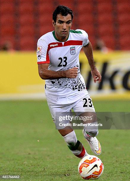 Mehrdad Pooladi of Iran in action during the 2015 Asian Cup match between IR Iran and the UAE at Suncorp Stadium on January 19, 2015 in Brisbane,...