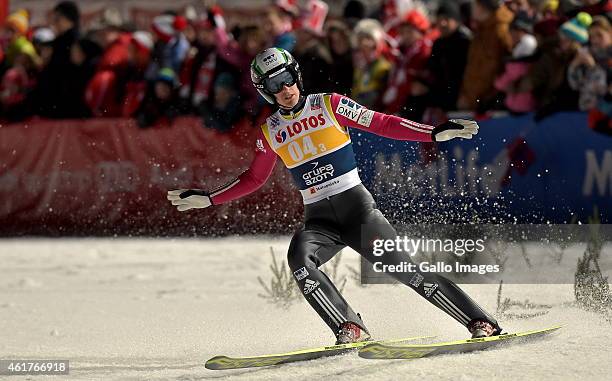 Jan Matura of the Czech Republic competes in the 2nd round of FIS Ski Jumping World Cup team competition at Wielka Krokiew Jumping Hill on January...