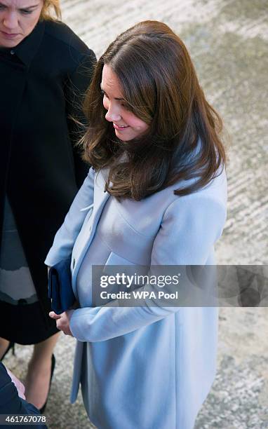 Catherine, Duchess of Cambridge arrives to attend a coffee morning at Family Friends in Kensington on January 19, 2015 in London, England. Family...