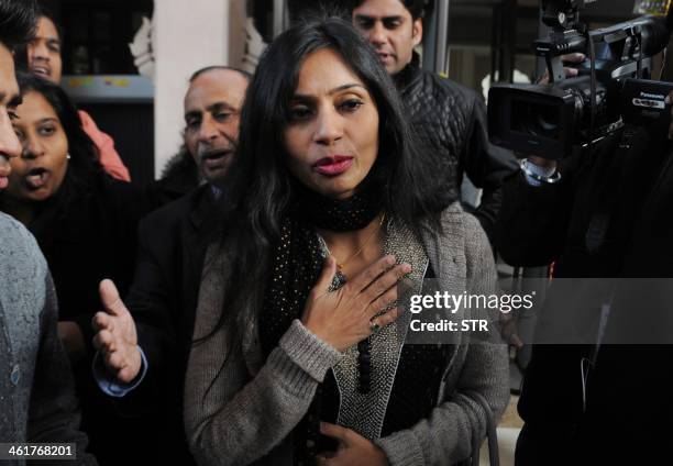 Indian diplomat Devyani Khobragade leaves her guest house to meet with Indian Minister for External Affairs, Salman Khurshid in New Delhi on January...