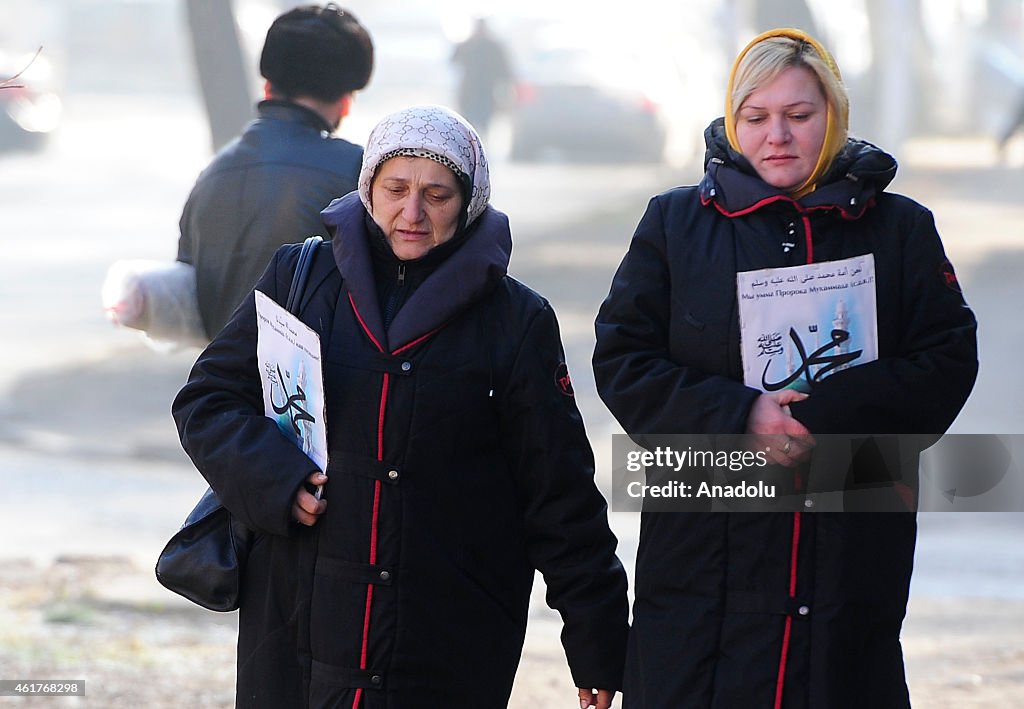 Chechens protest against Charlie Hebdo in Gronzy