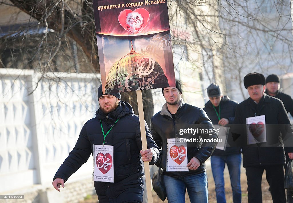 Chechens protest against Charlie Hebdo in Gronzy