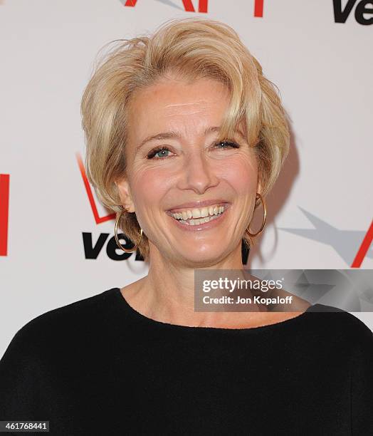 Actress Emma Thompson arrives at the 14th Annual AFI Awards at Four Seasons Hotel Los Angeles at Beverly Hills on January 10, 2014 in Beverly Hills,...