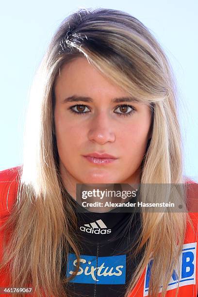 Natalie Geisenberger pose during a photocall on January 6, 2014 in Miesbach, Germany.