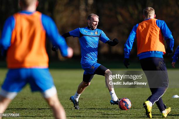 Luke Chadwick of Cambridge United in a practice session at their training ground on January 19, 2015 in Cambridge, Cambridgeshire.