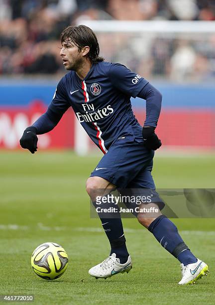 Maxwell Scherrer of PSG in action during the French Ligue 1 match between Paris Saint-Germain FC and Evian Thonon Gaillard FC at Parc des Princes...