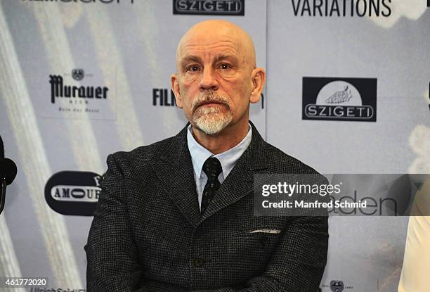 Actor John Malkovich poses for a photograph during the 'Casanova Variations' press conference at Ronacher Theater on January 19, 2015 in Vienna,...