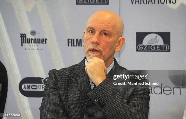 Actor John Malkovich poses for a photograph during the 'Casanova Variations' press conference at Ronacher Theater on January 19, 2015 in Vienna,...