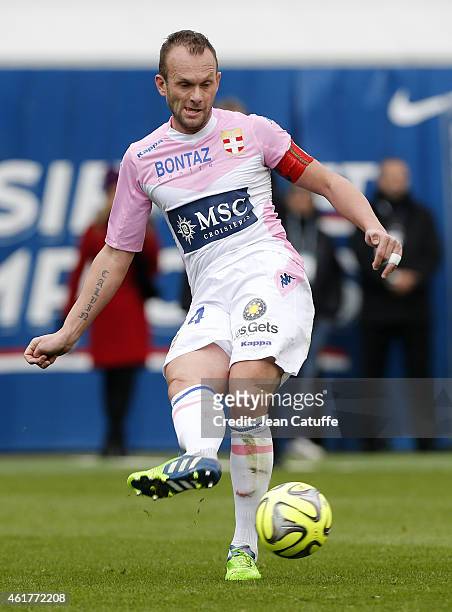 Olivier Sorlin of Evian in action during the French Ligue 1 match between Paris Saint-Germain FC and Evian Thonon Gaillard FC at Parc des Princes...