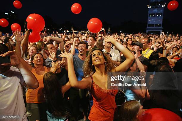 General view of the crowd is seen prior to Chaka Khan's live performance at Sydney Festival 2014 at The Domain on January 11, 2014 in Sydney,...