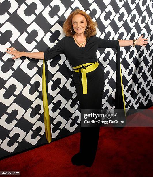 Diane von Furstenberg arrives at Diane Von Furstenberg's "Journey Of A Dress" premiere opening party at Wilshire May Company Building on January 10,...