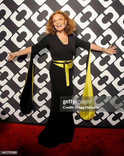 Diane von Furstenberg arrives at Diane Von Furstenberg's "Journey Of A Dress" premiere opening party at Wilshire May Company Building on January 10,...