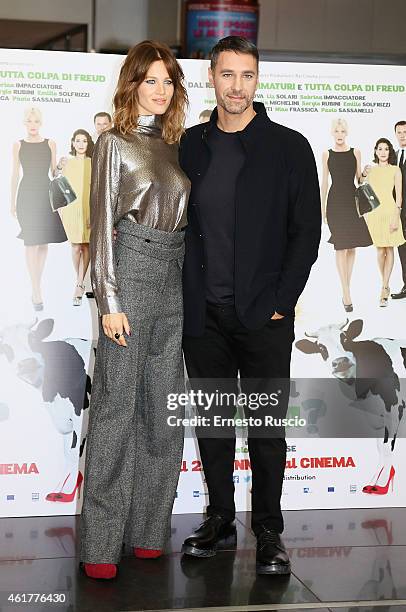 Liz Solari and Raoul Bova attend the 'Sei mai stata sulla luna?' photocall at Cinema Adriano on January 19, 2015 in Rome, Italy.