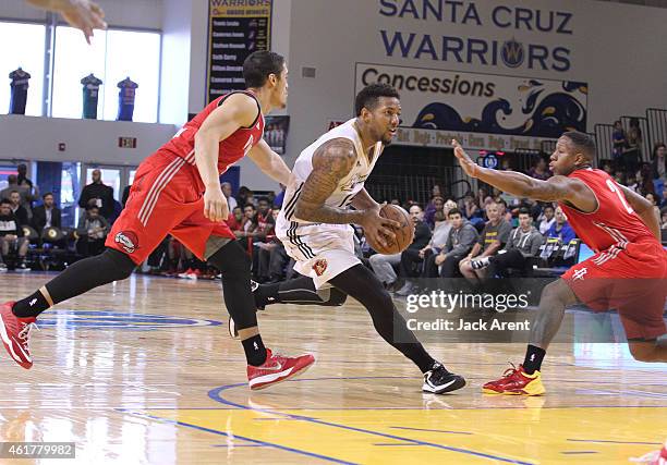 Leslie McDonald of the Erie Bayhawks shoots the ball against the Rio Grande Valley Vipers during the 2015 NBA D-League Showcase presented by SAMSUNG...