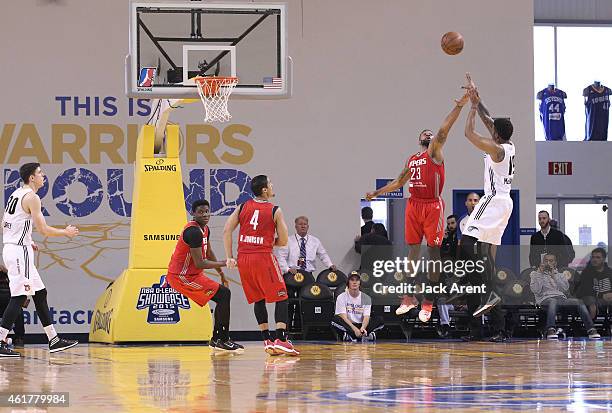 Leslie McDonald of the Erie Bayhawks shoots the ball against the Rio Grande Valley Vipers during the 2015 NBA D-League Showcase presented by SAMSUNG...