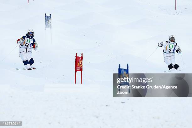 Philippe Marquis of Canada takes 2nd place during the FIS Freestyle Ski World Championships Men's and Women's Dual Moguls on January 19, 2015 in...